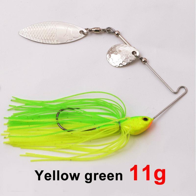 11/16G Metal Spinnerbait Rubber Jig Spoon Copper Hard Baits Artificial Baits-FJORD Fishing Store-yellow green 16g-Bargain Bait Box