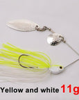 11/16G Metal Spinnerbait Rubber Jig Spoon Copper Hard Baits Artificial Baits-FJORD Fishing Store-yellow white 11g-Bargain Bait Box