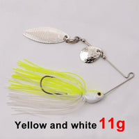 11/16G Metal Spinnerbait Rubber Jig Spoon Copper Hard Baits Artificial Baits-FJORD Fishing Store-yellow white 11g-Bargain Bait Box