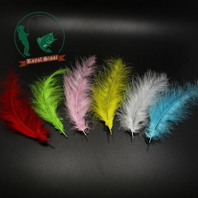 120 Pcs Multiple Colors Combo Turkey Marabou Blood Quill Woolly Bugger Fly-Fly Tying Materials-Bargain Bait Box-6 bright colors-Bargain Bait Box