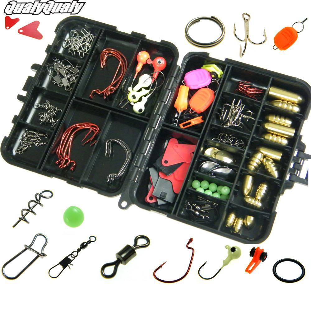 128 Pcs/Box Fishing Accessories Hook Swivel Weight Fishing Sinker Stopper-QualyQualy Official Store-Bargain Bait Box