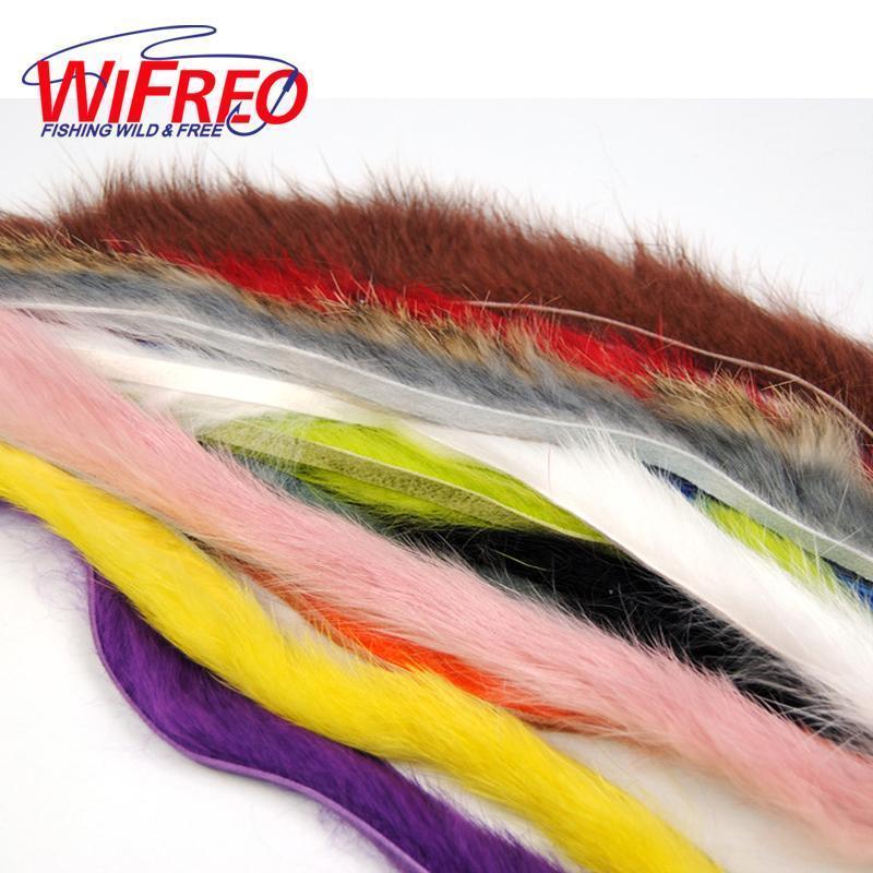 12Pcs 12 Color Vertical Cutting Rabbit Hair Strips Genuine Rabbit Fur Strip-Fly Tying Materials-Bargain Bait Box-12 PCS White-Bargain Bait Box