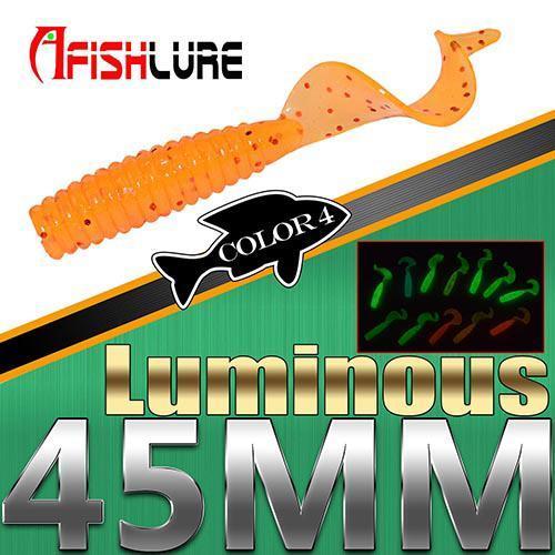 12Pcs/Lot Fishing Noctilucous Worm 45Mm 1.2G Luminous Twisted Tail Plastic-Worms & Grubs-Bargain Bait Box-COLOR4-Bargain Bait Box