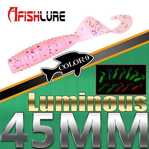 12Pcs/Lot Fishing Noctilucous Worm 45Mm 1.2G Luminous Twisted Tail Plastic-Worms &amp; Grubs-Bargain Bait Box-COLOR9-Bargain Bait Box