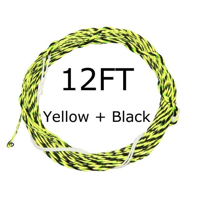 12Ft (3.6M) / 13Ft (3.9M) Tenkara Fly Fishing Line Furled Leader Grass Green-Angler Dream Official Store-Yellow Black 12FT-Bargain Bait Box