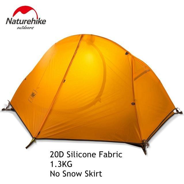 1.3Kg Naturehike Tent 20D Silicone Fabric Ultralight 1 Person Double Layers-Mount Hour Outdoor Co.,Ltd store-Orange 20D Silicone-Bargain Bait Box