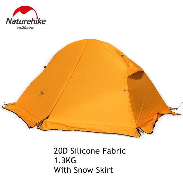 1.3Kg Naturehike Tent 20D Silicone Fabric Ultralight 1 Person Double Layers-Mount Hour Outdoor Co.,Ltd store-Orange Snow Skirt-Bargain Bait Box