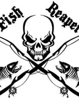 14.8Cm*15.1Cm Fish Reaper Skull Fishing Vinyl Car-Styling Stickers Decals-Fishing Decals-Bargain Bait Box-Black-Bargain Bait Box