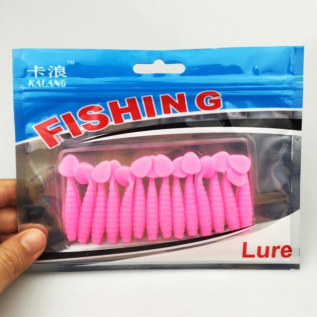 14Pcs/Lot 4Cm/1.3G Lures Soft Bait Worms Fishing Lure With Salt Smell Hot-Dreamer Zhou&#39;store-color C-Bargain Bait Box