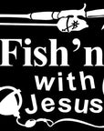 15.2Cm*14.5Cm Fishing With Jesus Christ Christian Car Sticker Vinyl Decal-Fishing Decals-Bargain Bait Box-Silver-Bargain Bait Box