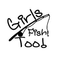 15.2Cm*13.9Cm Girls Fish Too Angled Rod Fishing Car Stickers Decals Decor-Fishing Decals-Bargain Bait Box-Black-Bargain Bait Box