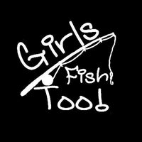 15.2Cm*13.9Cm Girls Fish Too Angled Rod Fishing Car Stickers Decals Decor-Fishing Decals-Bargain Bait Box-Silver-Bargain Bait Box