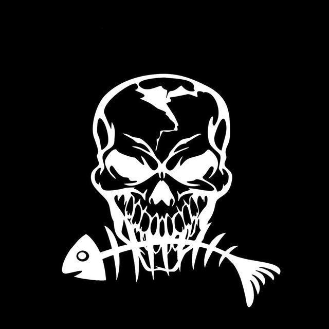 15.3*15.2Cm Fish Fear Skull Fishing Car Stickers Vinyl Decals Covering The-Fishing Decals-Bargain Bait Box-Silver-Bargain Bait Box