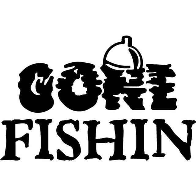 15.5X10Cm Gone Fishin Bobber Fishing Fish Funny Vinyl Decal Motorcycle Car-Fishing Decals-Bargain Bait Box-Black-Bargain Bait Box