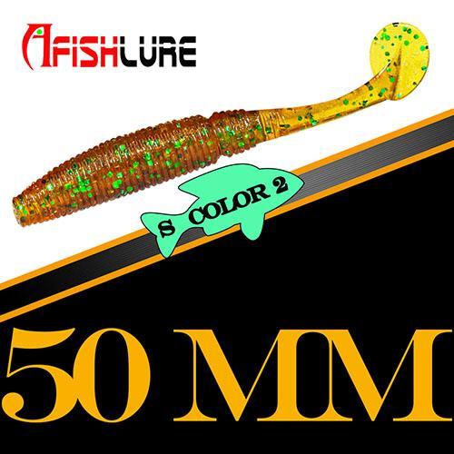 15Pcs/Lot Afish Paddle Tail Soft 50Mm 1G T Tail Fishy Smell Worms Bass Sea-Unrigged Plastic Swimbaits-Bargain Bait Box-COLOR2-Bargain Bait Box