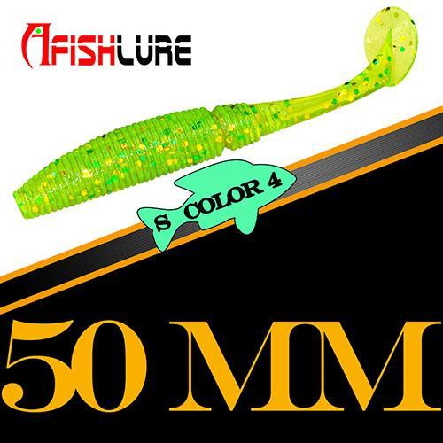 15Pcs/Lot Afish Paddle Tail Soft 50Mm 1G T Tail Fishy Smell Worms Bass Sea-Unrigged Plastic Swimbaits-Bargain Bait Box-COLOR4-Bargain Bait Box