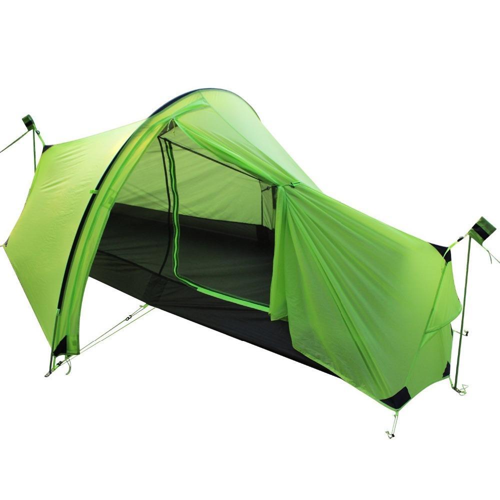 15D Double Layer One Men Single Person Tunnel Backpacking Tent 3 Season For-Tents-YOUGLE store-Light Green-Bargain Bait Box
