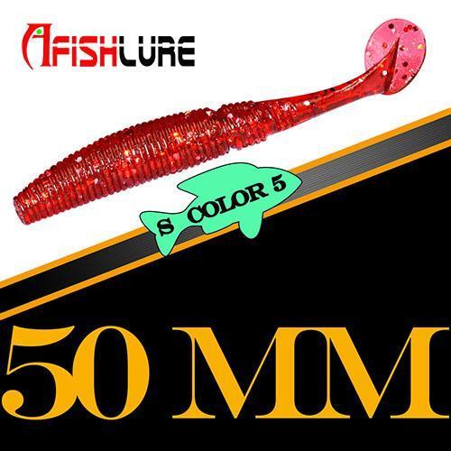 15Pcs/Lot Afishlure Paddle Tail Soft Lure 50Mm 1G T Tail Fishy Smell Worms-Afishlure Official Store-COLOR5-Bargain Bait Box