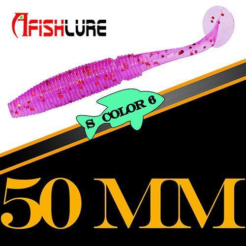 15Pcs/Lot Afishlure Paddle Tail Soft Lure 50Mm 1G T Tail Fishy Smell Worms-Afishlure Official Store-COLOR6-Bargain Bait Box