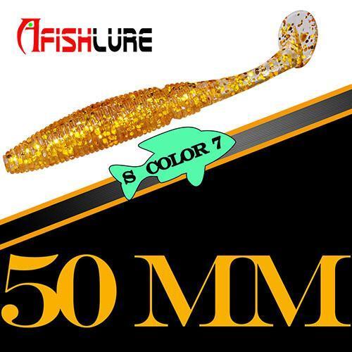 15Pcs/Lot Afishlure Paddle Tail Soft Lure 50Mm 1G T Tail Fishy Smell Worms-Afishlure Official Store-COLOR7-Bargain Bait Box