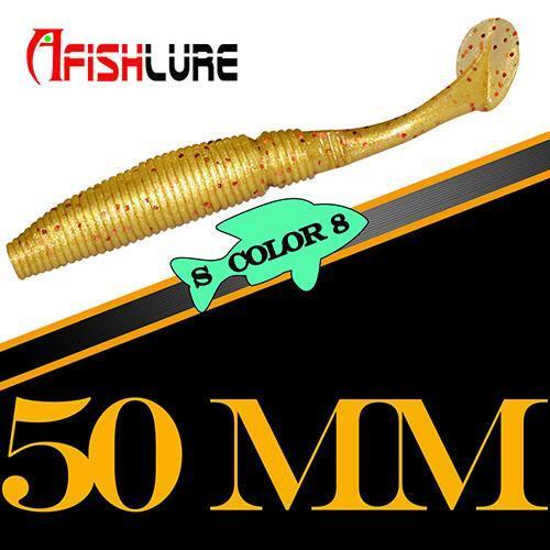 15Pcs/Lot Afishlure Paddle Tail Soft Lure 50Mm 1G T Tail Fishy Smell Worms-Afishlure Official Store-COLOR8-Bargain Bait Box