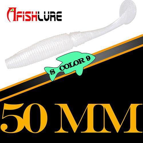 15Pcs/Lot Afishlure Paddle Tail Soft Lure 50Mm 1G T Tail Fishy Smell Worms-Afishlure Official Store-COLOR9-Bargain Bait Box