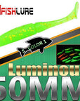 15Pcs/Lot Luminous Paddle Tail Soft Grubs 1G 50Mm Glow In Dark T Tail Lure Jig-A Fish Lure Wholesaler-Color1 Luminous-Bargain Bait Box