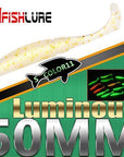 15Pcs/Lot Luminous Paddle Tail Soft Grubs 1G 50Mm Glow In Dark T Tail Lure Jig-A Fish Lure Wholesaler-Color11 Luminous-Bargain Bait Box