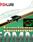 15Pcs/Lot Luminous Paddle Tail Soft Grubs 1G 50Mm Glow In Dark T Tail Lure Jig-A Fish Lure Wholesaler-Color12 Luminous-Bargain Bait Box