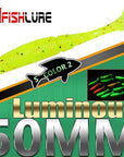15Pcs/Lot Luminous Paddle Tail Soft Grubs 1G 50Mm Glow In Dark T Tail Lure Jig-A Fish Lure Wholesaler-Color2 Luminous-Bargain Bait Box
