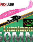 15Pcs/Lot Luminous Paddle Tail Soft Grubs 1G 50Mm Glow In Dark T Tail Lure Jig-A Fish Lure Wholesaler-Color5 Luminous-Bargain Bait Box