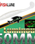 15Pcs/Lot Luminous Paddle Tail Soft Grubs 1G 50Mm Glow In Dark T Tail Lure Jig-A Fish Lure Wholesaler-Color8 Luminous-Bargain Bait Box