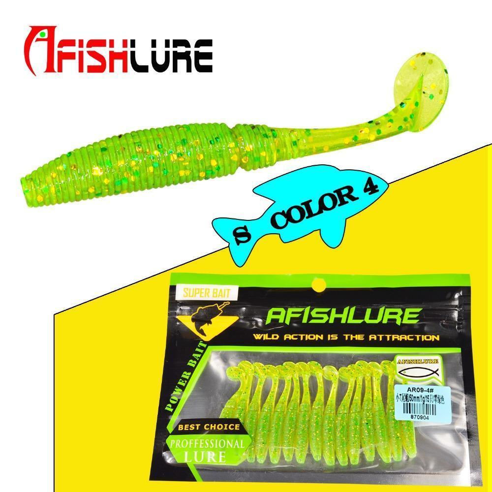 15Pcs/Lot T Tail Soft Lure 50Mm 1G Paddle Tail Soft Grubs Maggot Plastic Fishing-A Fish Lure Wholesaler-Color1-Bargain Bait Box