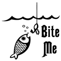 16.2Cm*15.8Cm Bite Me Fishing Fish Hook Car-Styling Car Sticker Vinyl Decal-Fishing Decals-Bargain Bait Box-Black-Bargain Bait Box