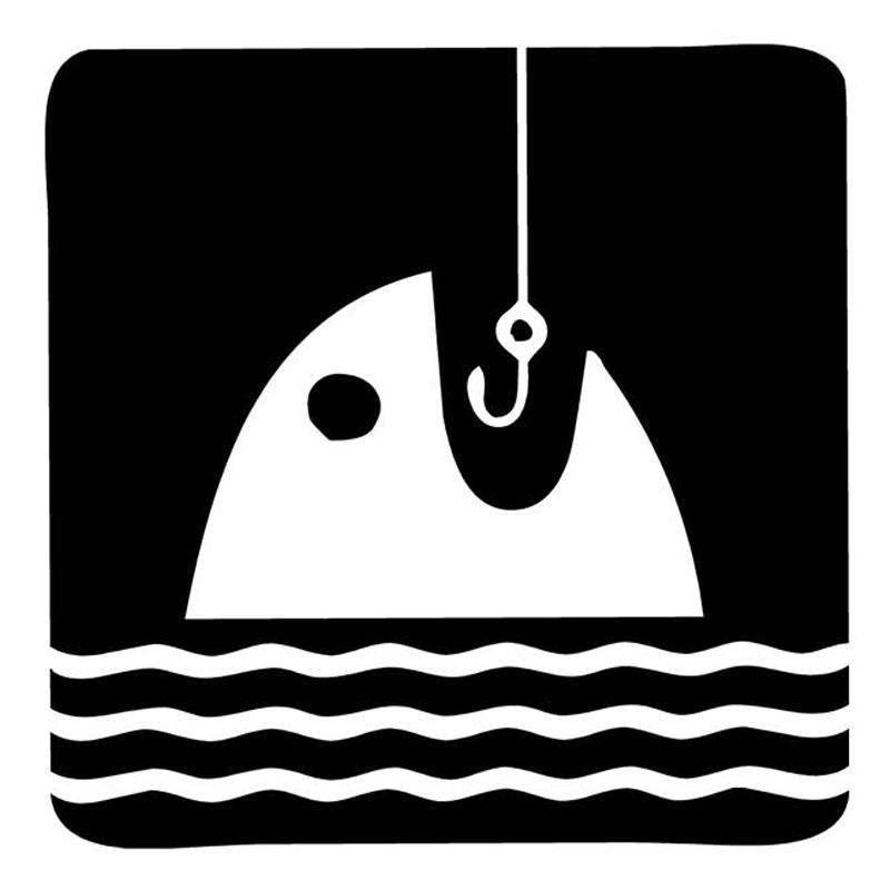 16.3Cm*16.3Cm Fishing Icon Symbol Car Sticker Vinyl Decal Black/Silver S3-6707-Fishing Decals-Bargain Bait Box-Black-Bargain Bait Box