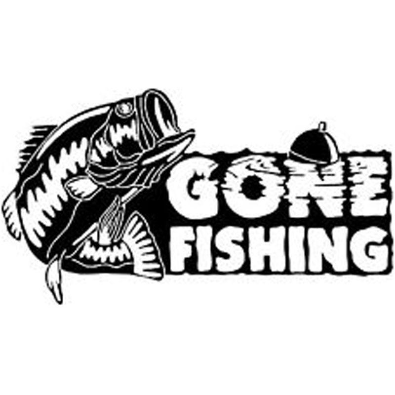 16Cm*9Cm Gone Fishing Bass Fish Car Boat Truck Vinyl Decal Sticker Car Sticker-Fishing Decals-Bargain Bait Box-Black-Bargain Bait Box
