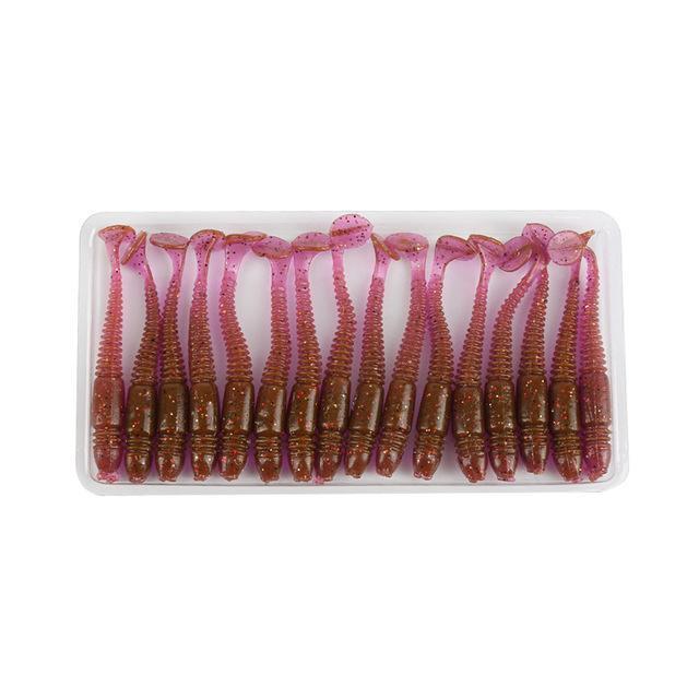 16Pcs/Lot Wobbler Jigging 5Cm 1G Silicone Bait Fishing Lure Soft Worm Shrimp-Super Online Technology Co., Ltd-dark red-Bargain Bait Box