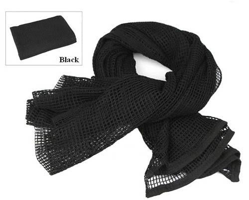 190*90Cm Cotton Military Camouflage Tactical Mesh Scarf Sniper Face Veil Camping-JUST NOW...-Black-Bargain Bait Box
