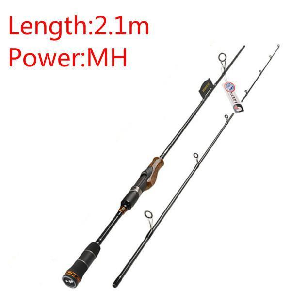 1.98M,2.1M,2.4M Spinning Fishing Rod 2 Section Ml/M/Mh Power Wood Root Hand-Spinning Rods-Bassking Fishing Tackle Co,Ltd Store-Burgundy-Bargain Bait Box