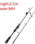 1.98M,2.1M,2.4M Spinning Fishing Rod 2 Section Ml/M/Mh Power Wood Root Hand-Spinning Rods-Bassking Fishing Tackle Co,Ltd Store-Burgundy-Bargain Bait Box