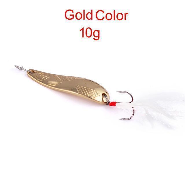 1Pc Spoon Fishing Lure 20G-10G Metal Bass Baits 2 Colors Spoon Lures-Bargain Bait Box-Gold 10G-Bargain Bait Box