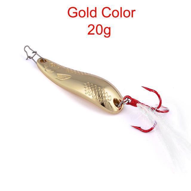 1Pc Spoon Fishing Lure 20G-10G Metal Bass Baits 2 Colors Spoon Lures-Bargain Bait Box-Gold 20G-Bargain Bait Box