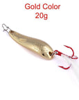 1Pc Spoon Fishing Lure 20G-10G Metal Bass Baits 2 Colors Spoon Lures-Bargain Bait Box-Gold 20G-Bargain Bait Box