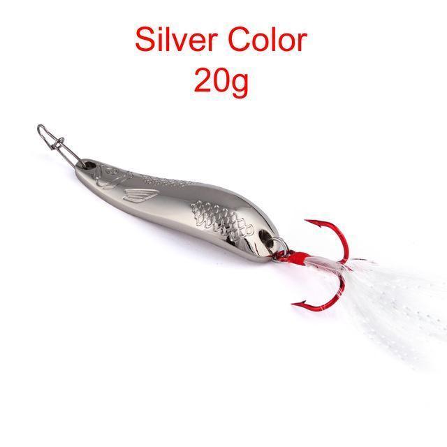 1Pc Spoon Fishing Lure 20G-10G Metal Bass Baits 2 Colors Spoon Lures-Bargain Bait Box-Silver 20G-Bargain Bait Box