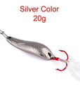 1Pc Spoon Fishing Lure 20G-10G Metal Bass Baits 2 Colors Spoon Lures-Bargain Bait Box-Silver 20G-Bargain Bait Box