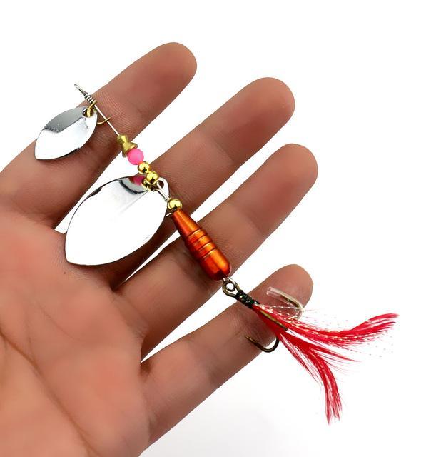 1Pcs Hook Spinner Spoon Lures With Treble Hooks Jig Metal Spinner Tackle-Inline Spinners-Bargain Bait Box-Burgundy-Bargain Bait Box