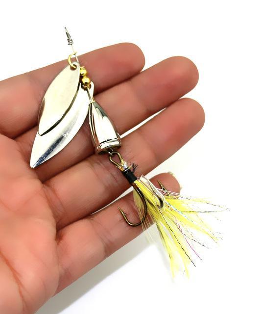 1Pcs Hook Spinner Spoon Lures With Treble Hooks Jig Metal Spinner Tackle-Inline Spinners-Bargain Bait Box-Green-Bargain Bait Box