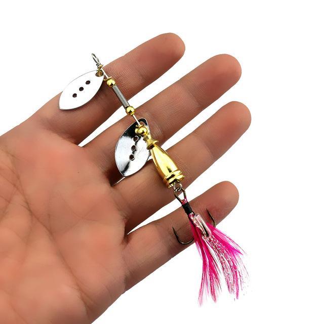 1Pcs Hook Spinner Spoon Lures With Treble Hooks Jig Metal Spinner Tackle-Inline Spinners-Bargain Bait Box-Purple-Bargain Bait Box