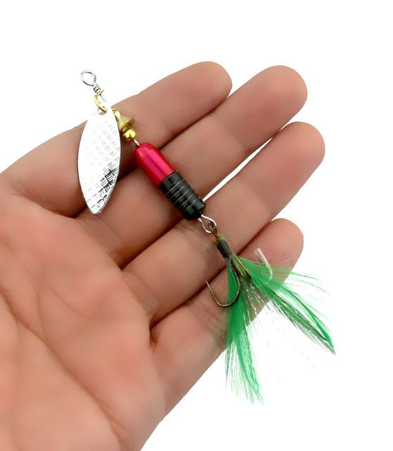 1Pcs Hook Spinner Spoon Lures With Treble Hooks Jig Metal Spinner Tackle-Inline Spinners-Bargain Bait Box-Red-Bargain Bait Box