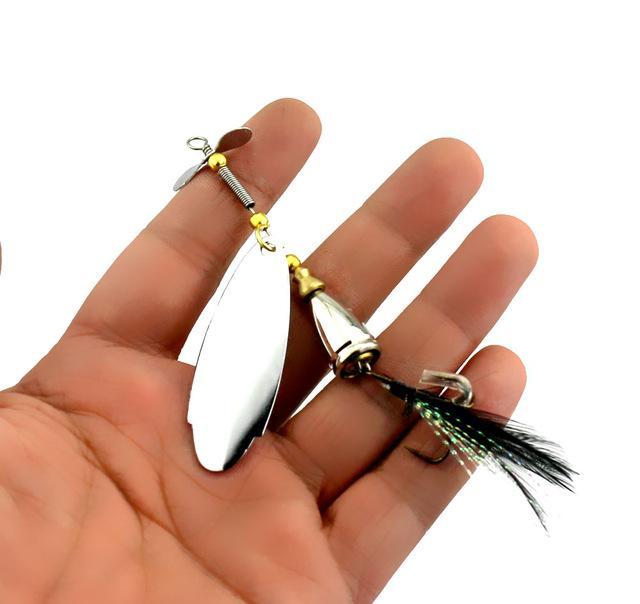 1Pcs Hook Spinner Spoon Lures With Treble Hooks Jig Metal Spinner Tackle-Inline Spinners-Bargain Bait Box-White-Bargain Bait Box